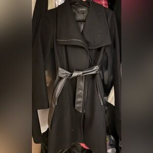 Black Women's Coat with Belt